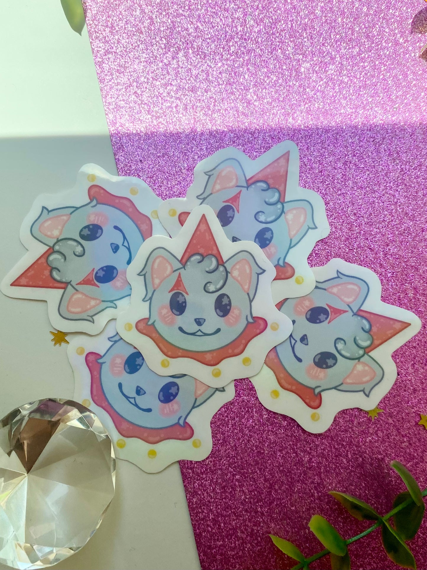 Grey Cat Holographic Sticker