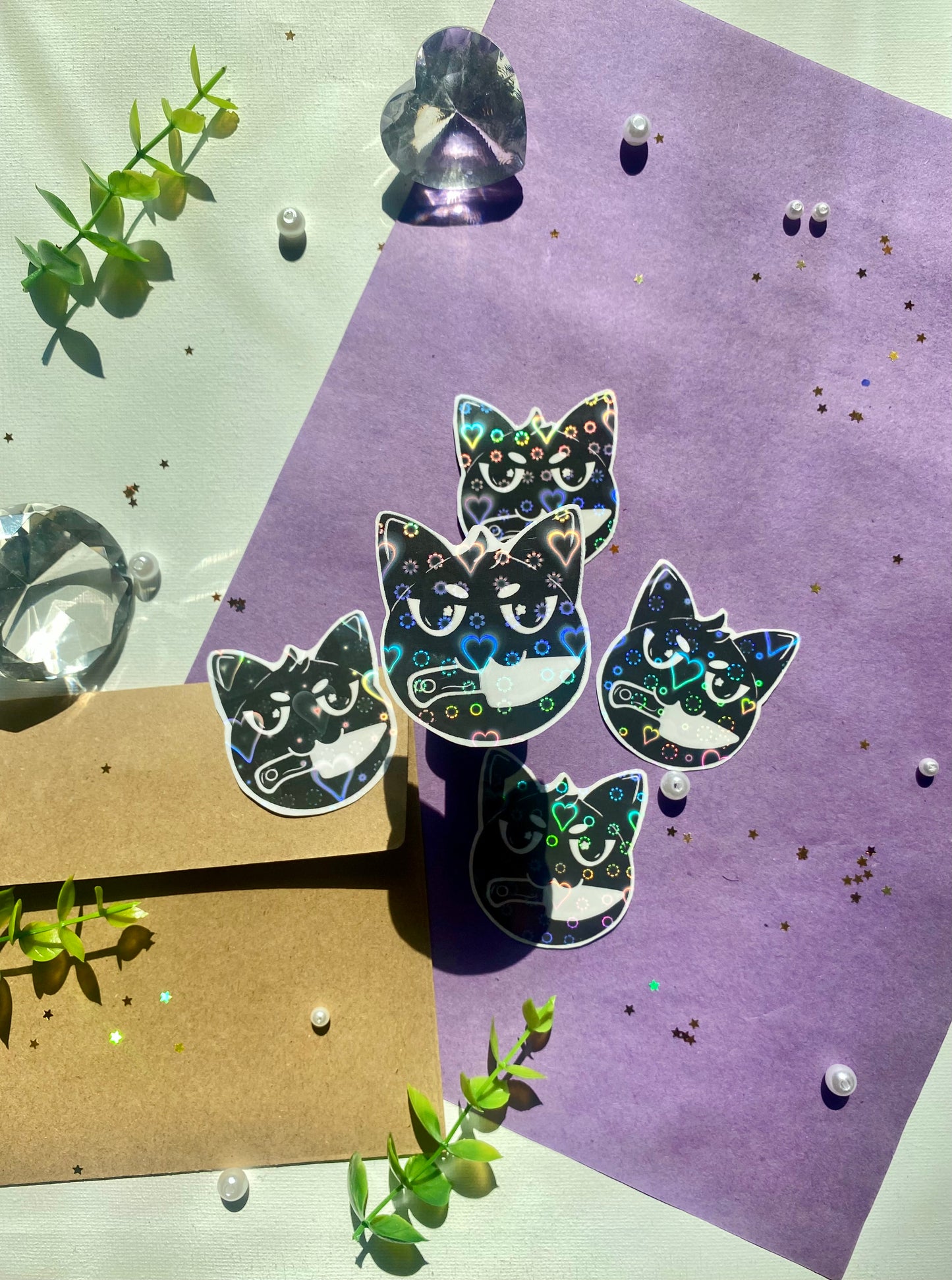 Evil Black Cat Holographic Sticker
