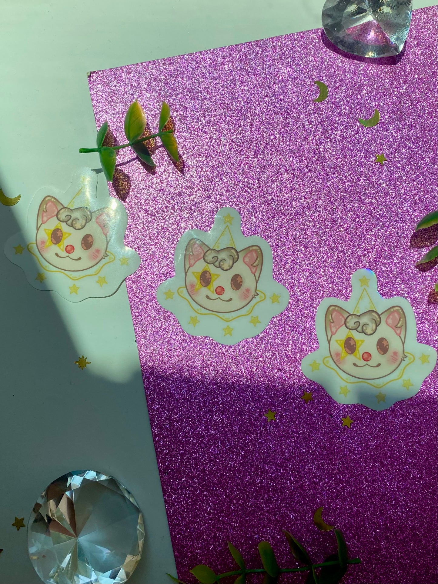 Brown Cat Clown holographic Sticker