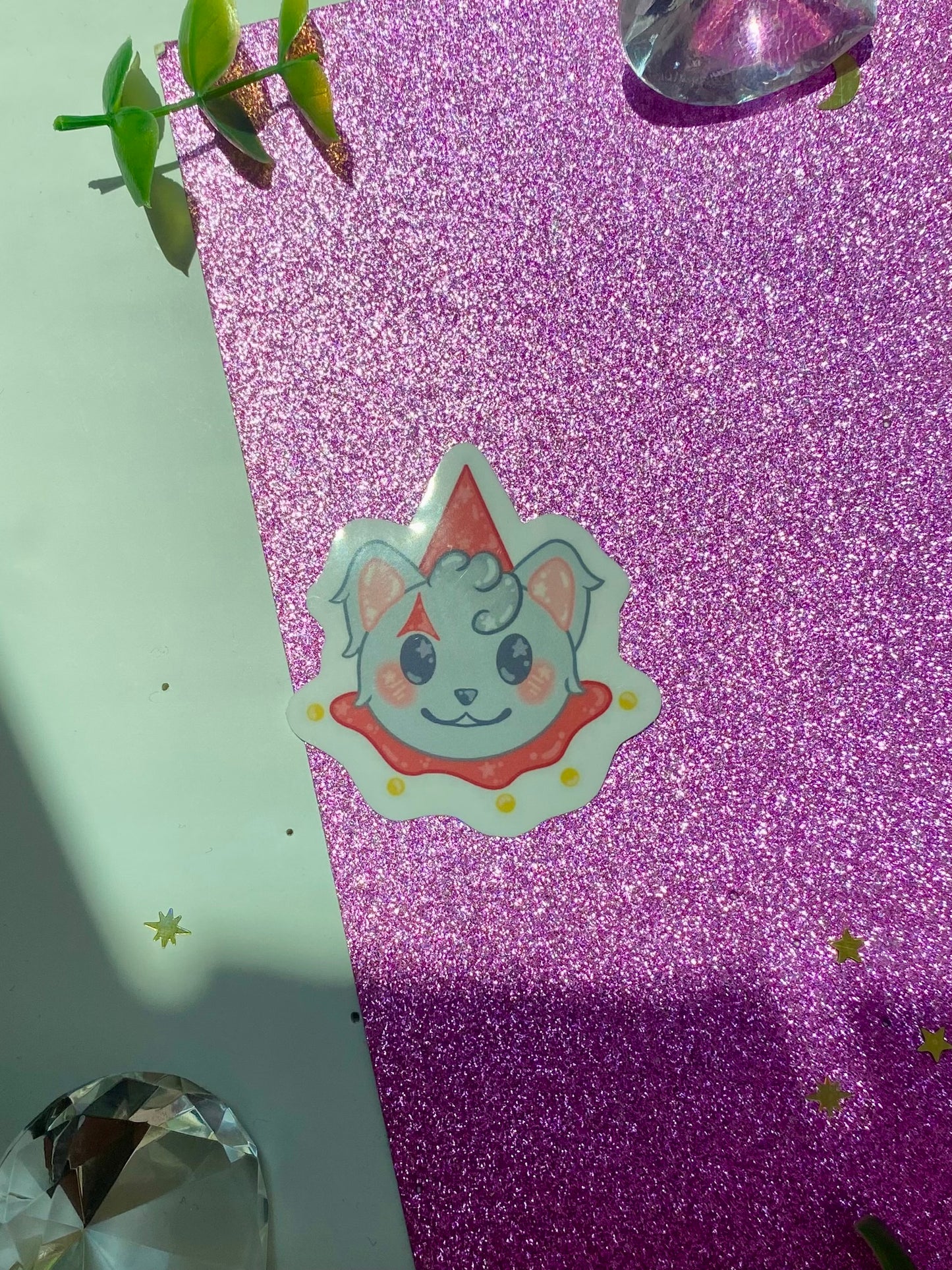 Grey Cat Holographic Sticker
