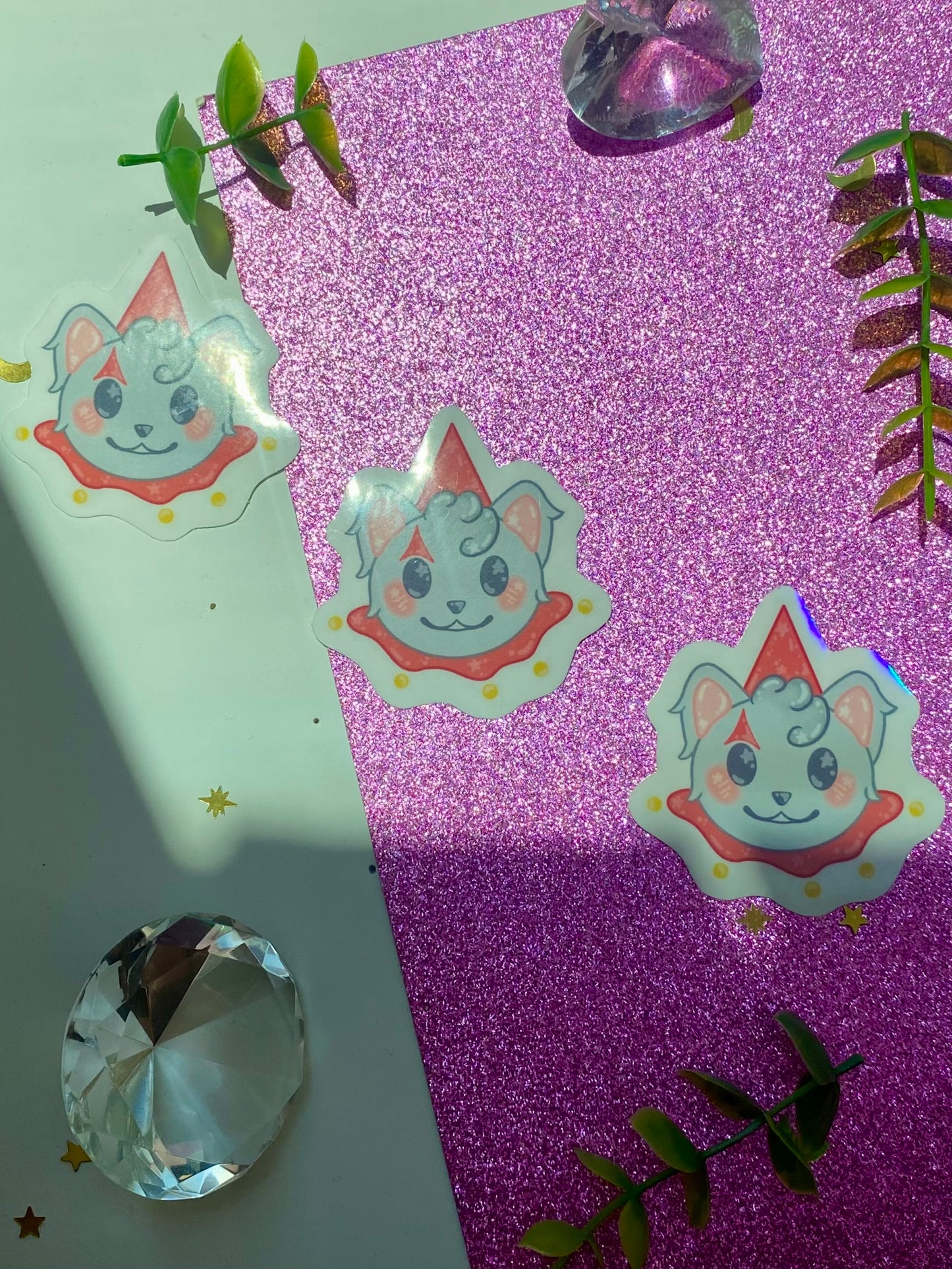 Grey Cat Holographic Sticker