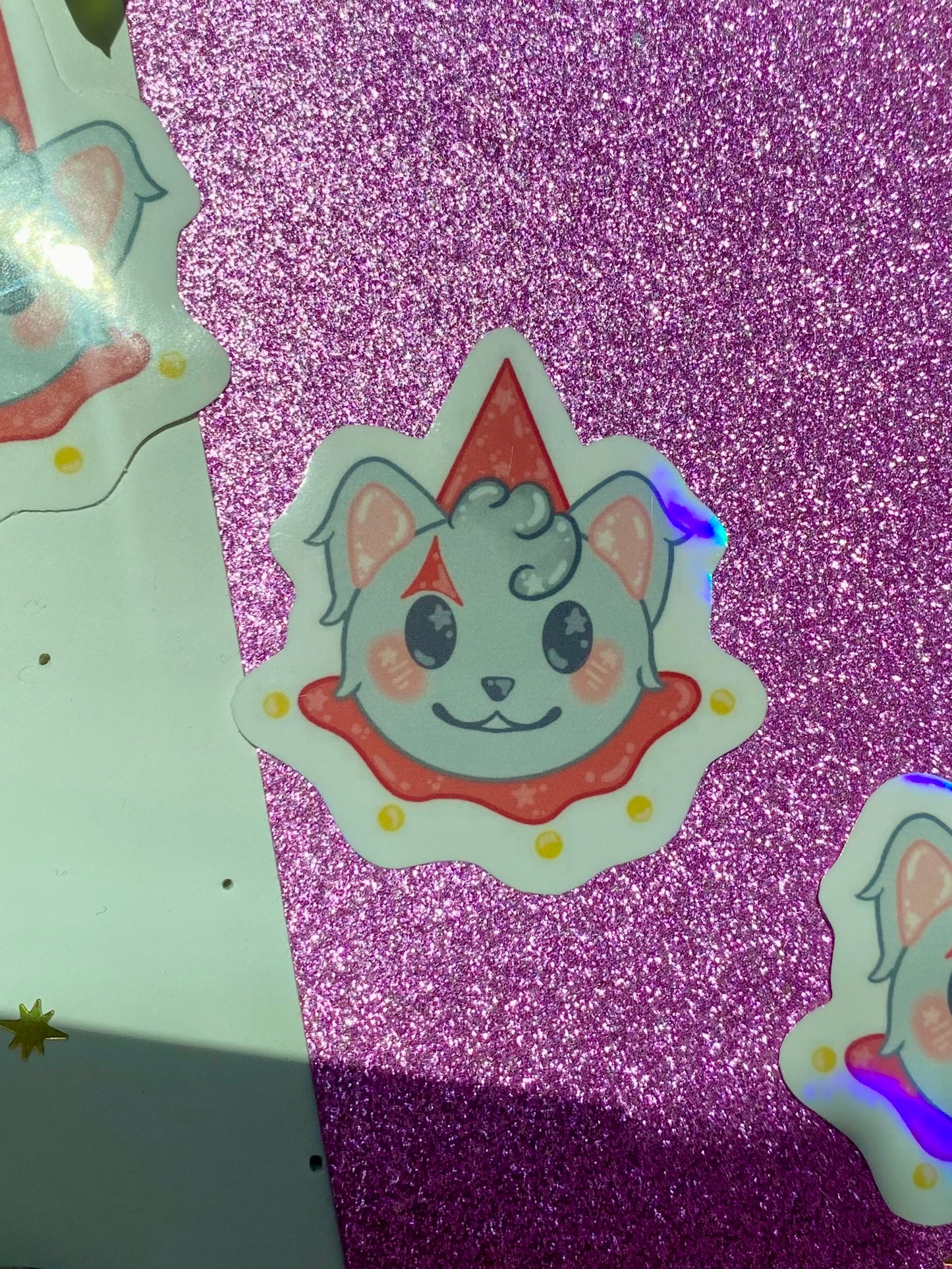 Grey Cat Holographic Sticker