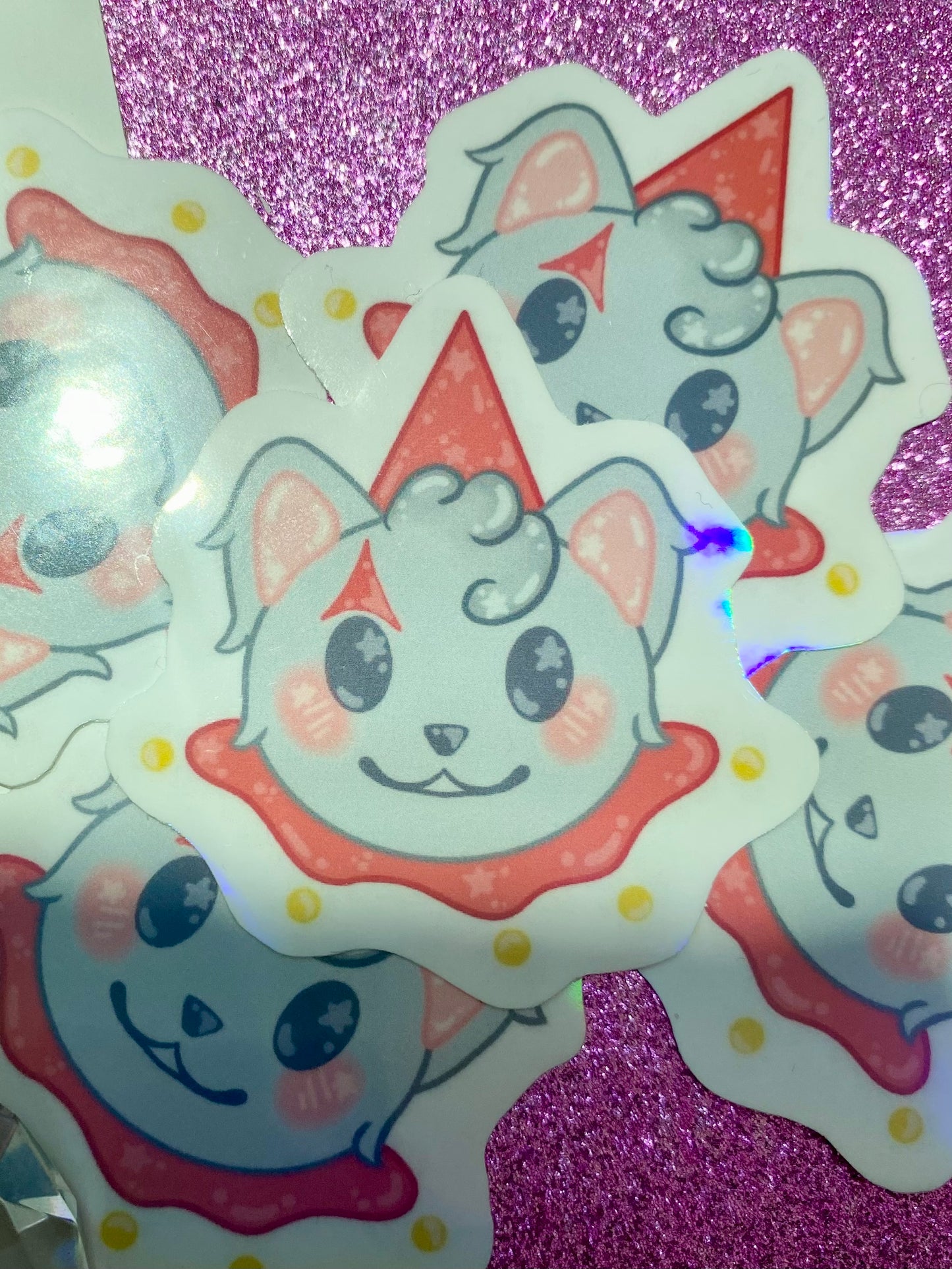 Grey Cat Holographic Sticker