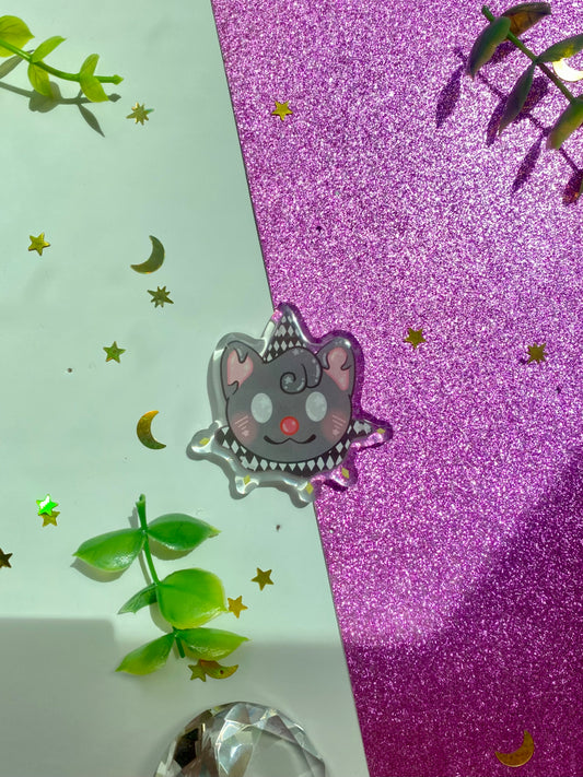 Black Cat Clown Acrylic Pin