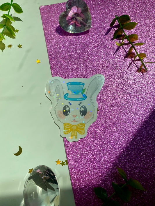 Mystical Bunny Clown Holographic Sticker
