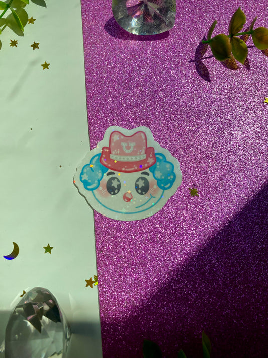 Cowboy Clown Holographic Sticker